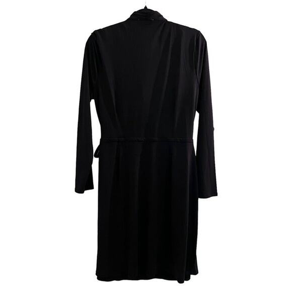 Black Stretchy Wrap Dress by H Halston Medium NWT Office Career Versatile - Picture 9 of 9